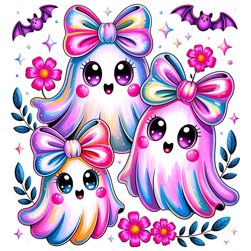 Transfert DTF Halloween Kawaii | Fantôme mignon